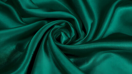 Obraz premium Emerald Green Silk Fabric – Luxury Satin Textile Background