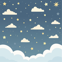 Stars in the night sky with clouds