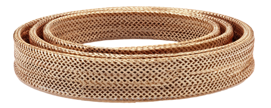 Light beige, woven,  circular filter.  Layered, diamond-patterned mesh