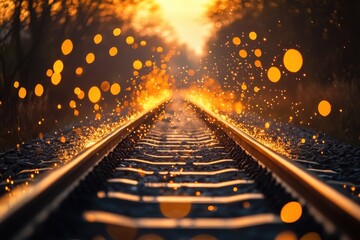 Golden sunset on railway tracks (2)