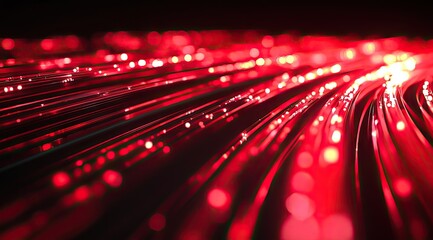 Abstract red glowing lines, flowing,  bokeh