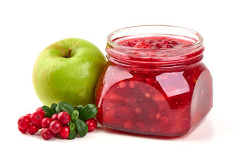 Cranberry Jam with Apple, isolated on white background.