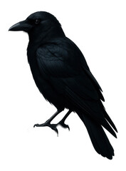 Fototapeta premium Silhouette of a perched crow with watchful eyes