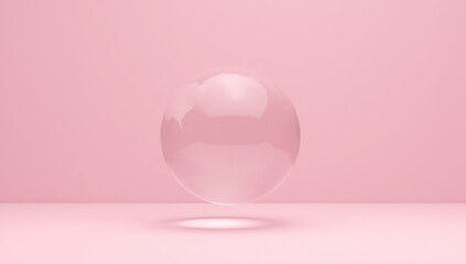 Pink crystal ball on pink background, suitable for metaphysical concepts, fortunetelling, dreamy designs, and fantasy-themed projects. Beauty and magic.