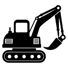 excavatior outline vector clean black silhouette design white background