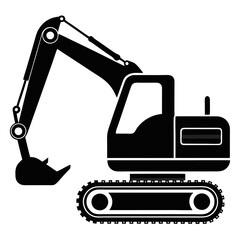 excavatior outline vector clean black silhouette design white background