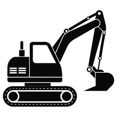 excavatior outline vector clean black silhouette design white background