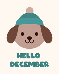 Cute Puppy in Winter Hat with 