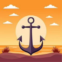 Anchor black icon vector