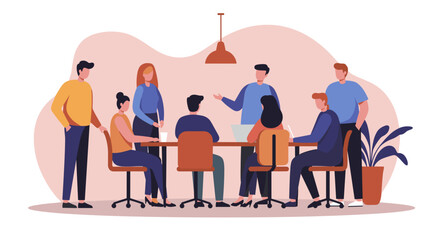 Diverse business team collaborating in an office meeting. Illustrates teamwork, communication, and strategy development for modern corporate environments.