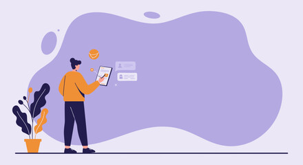 Person using a tablet and stylus for digital document review, online communication, and feedback. Ideal for concepts of business, remote work, or productivity.