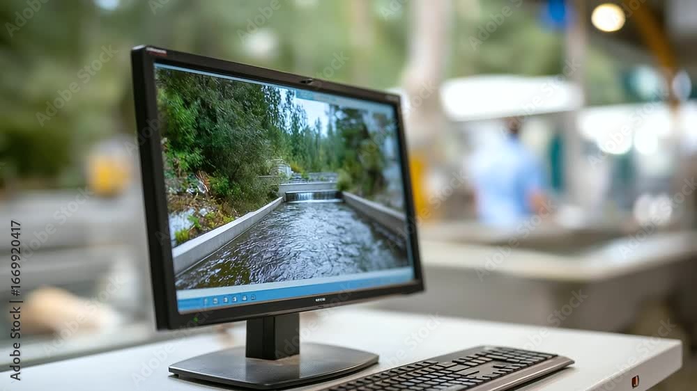 Poster innovative fish counting technology boosts environmental monitoring efforts, representing deep learn
