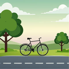 Naklejka premium Vector Illustration of a Black Bicycle Icon, Minimalist Design, Isolated on White Background.