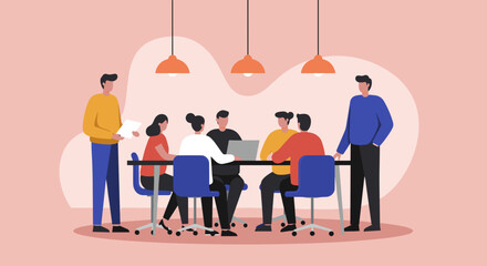 Professional team conducting a productive business meeting in a modern office. Collaborating on strategy, development, and achieving corporate success.