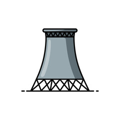 Gray Cooling Tower Illustration Depicting Industrial Power Generation and Engineering with Clear Isolated Background for Designs and Graphics