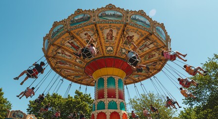 Carousel ride with people enjoying summer day