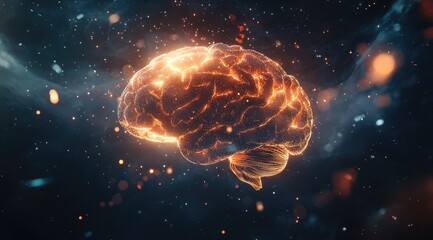 Fototapeta premium Fiery brain in cosmic space (1)