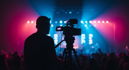 Concert stage with camera and audience