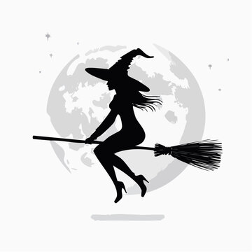 Hexe auf einem Besen