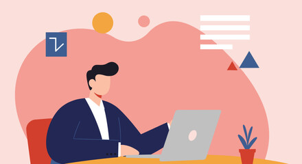 Professional working on a laptop, depicting modern remote work, online business, and digital productivity. Ideal for corporate and lifestyle concepts.