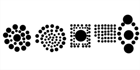 Different coffee grind sizes from coarse to fine, particulate matters dust and pollution particles. Flat vector illustration isolated on white background.