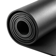 Rolled up black foam, textured close-up, soft rubbery material. Ideal for various uses