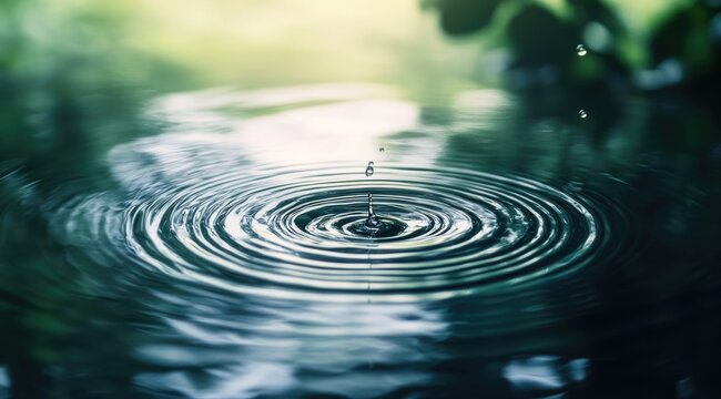 Water drop ripples on still surface