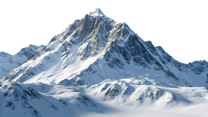 Obraz premium Majestic snow covered mountain range against a stark in wintertime on transparent background