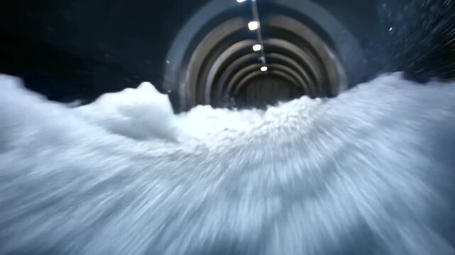 Captivating footage of water movement in a pumped storage hydropower plant, highlighting sustainable hydropower operations, sediment control, river health and renewable energy performance.