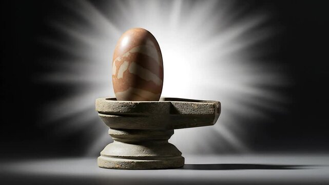 A sacred Shiva Lingam, brilliantly illuminated, powerfully embodying Lord Shiva's eternal cosmic energy, radiating profound spiritual grace and ancient devotion
