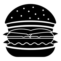 Burgers vector clean black silhouette design white background