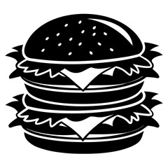 Burgers vector clean black silhouette design white background