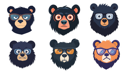 Fototapeta premium Vector Illustration of a Cute Spectacled Angry Bear – Cartoon Character Design