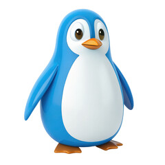 Obraz premium Cute blue penguin isolated on transparent background