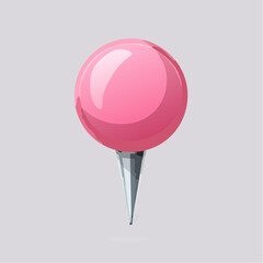 Pink pushpin on a white background with shadow VECTOR