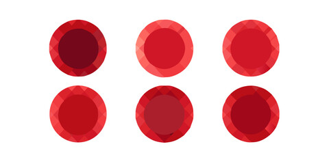Red ruby gems circles collection precious stones jewel design round shapes carnelian garnet collection art 100