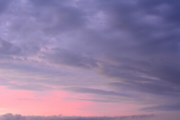 Evening Sky with Dramatic Clouds and Soft Pink Hues sunset background