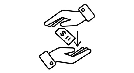 Financial Exchange Hands Passing Price Tag - Economic Transaction Concept Illustration
