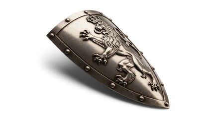 Metal shield with lion emblem