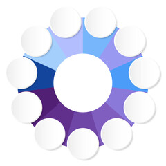 Basic circle infographic with 11 steps, process or options.	