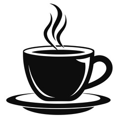 Coffee cup vector clean black silhouette design white background