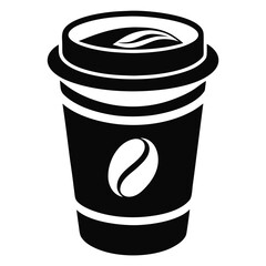 Coffee cup vector clean black silhouette design white background