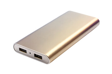 Sleek Metal Power Bank Isolated on White Background