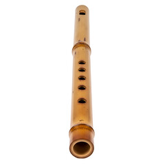 Naklejka premium Bamboo Flute Sits Vertically on Transparent Background Showing Holes and Details, Musical Instrument, Traditional, Woodwind Instrument, Asian Culture
