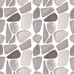 Abstract nordic print with geometric shapes  on white background. Watercolor seamless pattern. Hand drawn marble illustration. Mixed media art