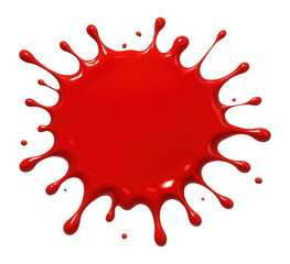 Paint splatter with high gloss finish, bright red
