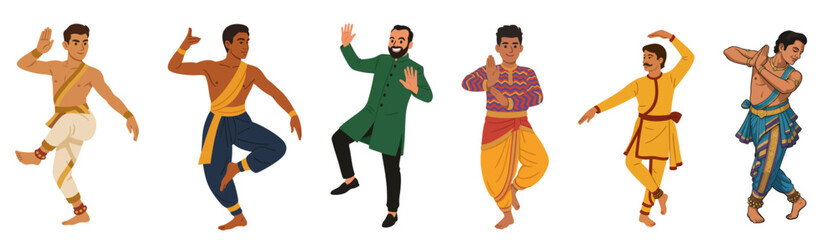 Collection of Indian Classical Dancers in Traditional Costumes Performing Various Dance Forms
