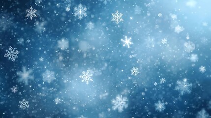 Fototapeta premium Atmospheric Winter Background with Shimmering Snowflakes and Gradient Blue