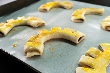 Chocolate Bear Claws puff pastry. Dessert. Pastry