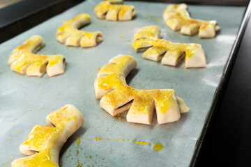 Chocolate Bear Claws puff pastry. Dessert. Pastry